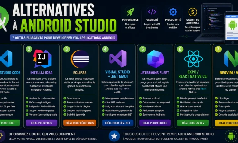 Les meilleures alternatives à Android Studio