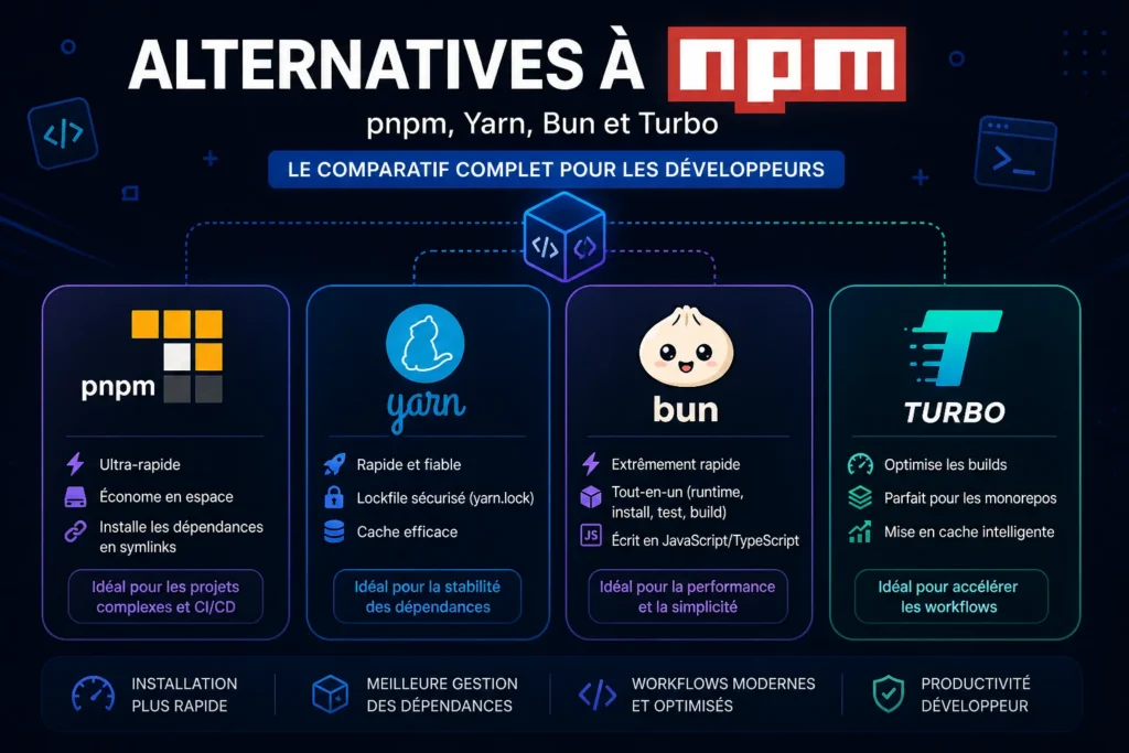 Les meilleures alternatives à npm en 2026 (Guide complet développeurs)