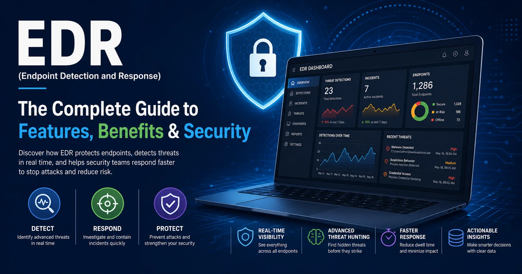 Endpoint Detection and Response (EDR): The Complete Guide to Features, Benefits & Security With Best 5 Tools 1 Endpoint Detection and reponse